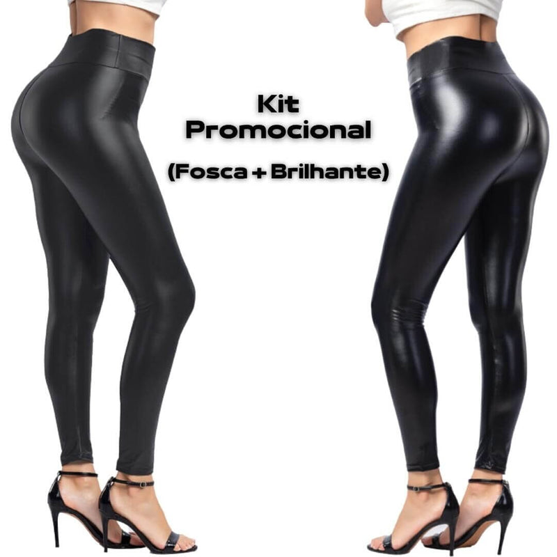 Calça de Couro Aveludada - HotLeg medc outlet Kit Promocional (Fosca+Brilhante) P (36/38) 