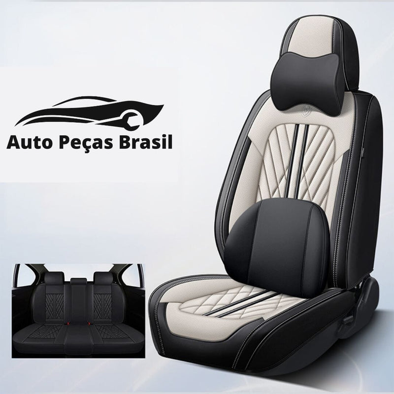 Conjunto Capas de banco Automotivos de Luxo e Conforto medc outlet Branco c/ Preto Universal 