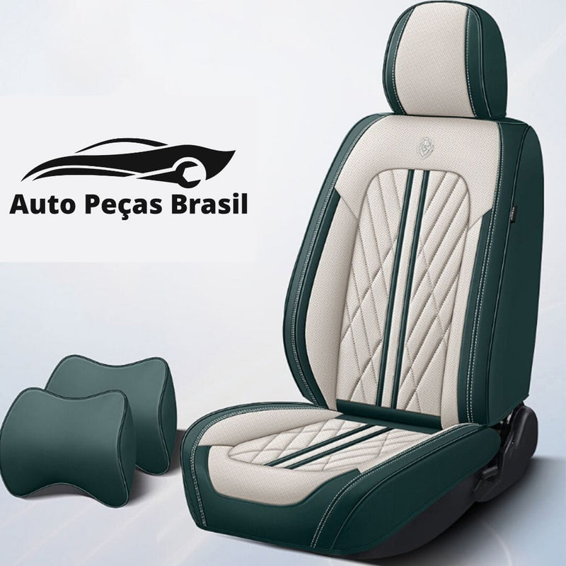 Conjunto Capas de banco Automotivos de Luxo e Conforto medc outlet Verde c/ Branco Universal 