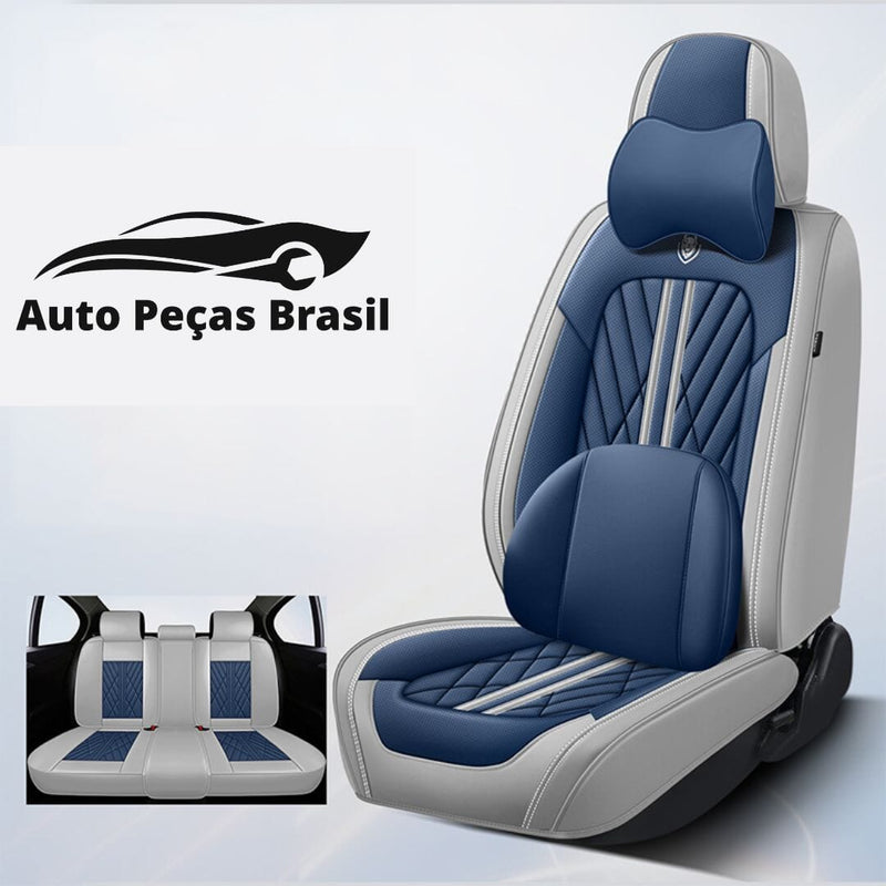 Kit Capas de banco Automotivos de Luxo e Conforto - Queima de Estoque 🔥 medc outlet Azul c/ Branco Universal 