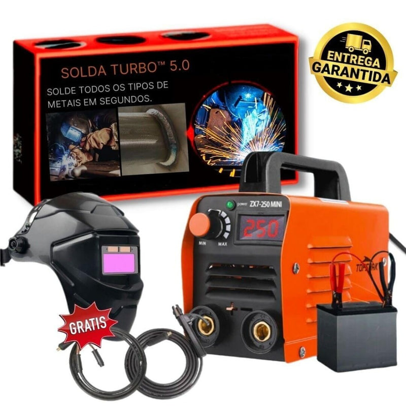 Máquina de Solda Turbo Weld™ 5.0 | Kit Completo + Capacete de Solda + Brindes Exclusivos 🎁 (QUEIMA DE ESTOQUE!) Ferramentas medc outlet Kit Completo + Capacete + Cabos 